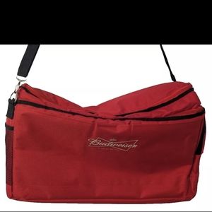 Budweiser Beer Cooler Bag Insulated W Carrying Strap 3 Compartments Red Large
